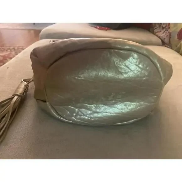 Badgley Mischka Metallic Bucket Bag with Tassel - Picture 3 of 10